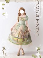 Cyans Qing Oil Painting Spring Short and Long One Piece(Leftovers/Full Payment Without Shipping)